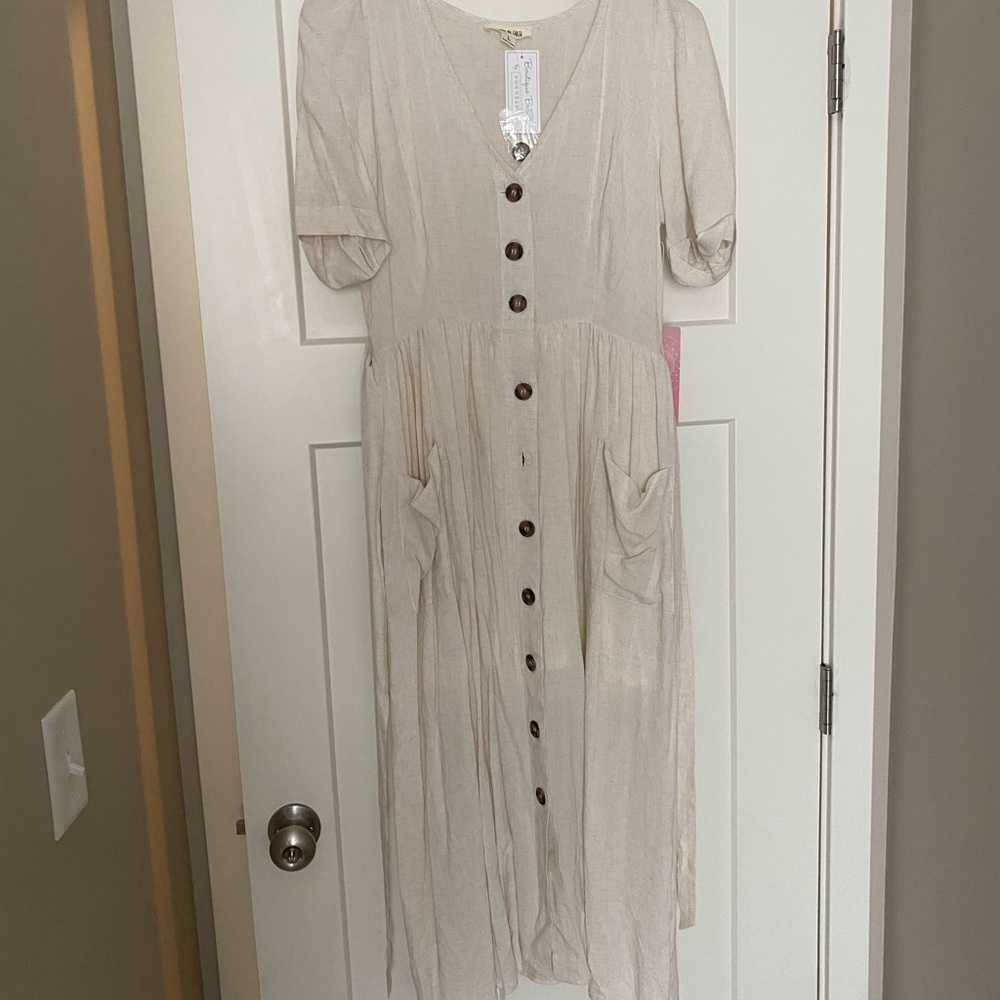 Linen button up dress